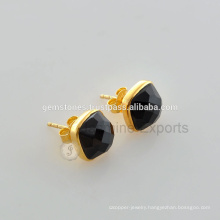 Vermeil Gold Natural Gemstone Stud Earrings, Handmade Supplier Gemstone Stud Earrings Jewelry